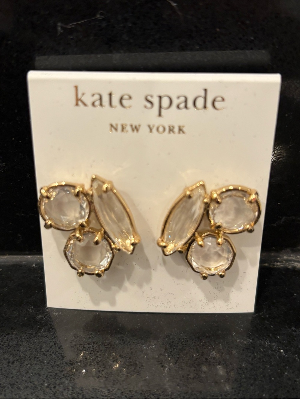 kate spade gold-tone earrings with clear crystals